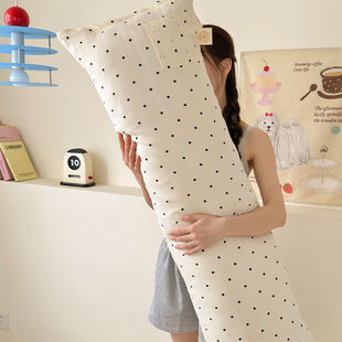 简约小波点双层纱长条抱枕可拆洗女生侧睡夹腿睡觉神器床上靠枕头