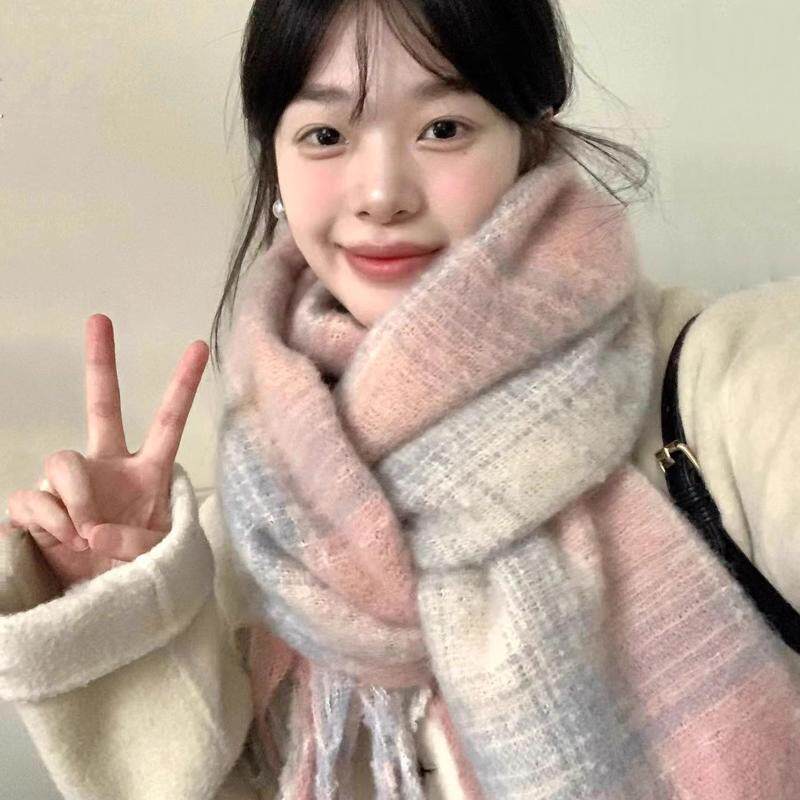 2026新款情侣围脖披肩韩系美拉德格子围巾秋冬季女高级氛围感加厚