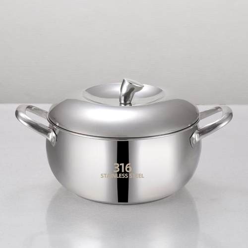 316L不锈钢汤锅加厚轻奢镜面元宝汤锅家用辅食锅熬粥炖汤