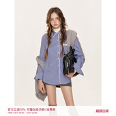 宽松休闲格纹衬衫 蕾丝花边 外套 浪漫格调 Kroche