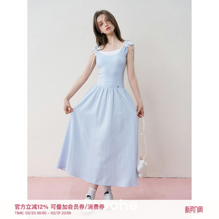 假两件设计蝴蝶结拼接休闲连衣裙 慵懒法式 陈都灵同款 Kroche