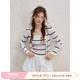 条纹针织吊带开衫 Kroche 慵懒法式 两件套