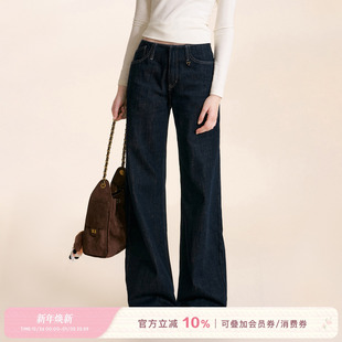 舒适棉质宽松阔腿牛仔裤 Kroche 无腰头 慵懒休闲 25aw