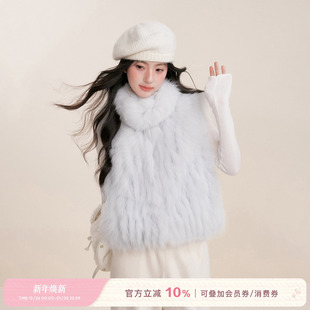 立领简约皮草马甲短款 Kroche 100%狐狸毛 云端糯绒 保暖外套 25aw