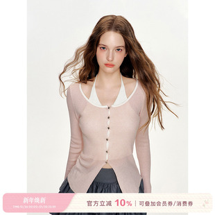 玫瑰扣羊毛针织衫 挂脖假两件 浪漫邂逅 Kroche