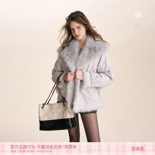 定染重工环保皮草毛领派克服外套