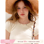 Kroche T恤 海星贝壳亲肤棉质正肩短袖 夏日沙滩 镂空后背