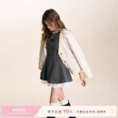 收腰A字拼接网纱时尚 浪漫邂逅 圆领假两件毛呢连衣裙 25aw Kroche