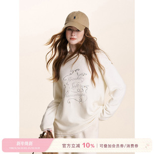 蕾丝拼接圣诞树磨毛长袖 Kroche 银线绣 Christmas t恤 Merry