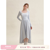 假两件设计 Kroche 浪漫法式 蕾丝拼接镂空肌理连衣裙