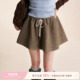 Kroche 半身裙 撞色抽绳毛呢格纹A字短款 复古格调 45绵羊毛