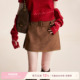 Kroche 花边拼接A字半身裙裤 复古浪漫 麂皮绒腰带休闲短款