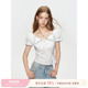 夏日柠檬 短袖 刺绣柠檬 Kroche 方型领泡泡袖 修身 衬衫
