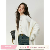 Kroche 新款 仿貂绒学院风纯色V领叠穿树脂扣韩版 背心马甲秋季