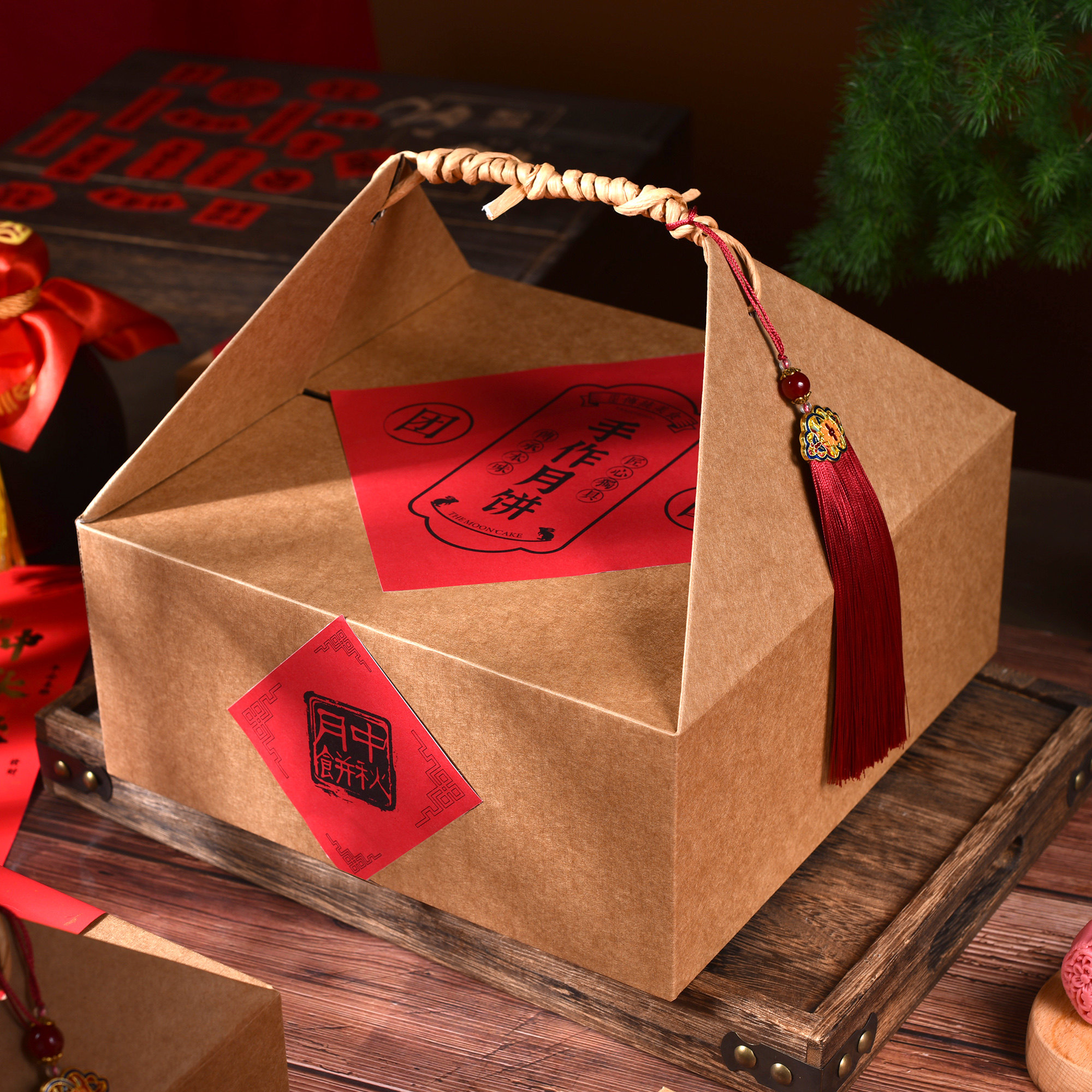 2026新年年货包装礼盒中式糕点盒大月饼蛋黄酥桃花酥双层九宫格盒