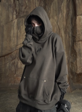 ZCNT国潮小众宽松休闲卫衣ins美式高街加绒加厚上衣外套