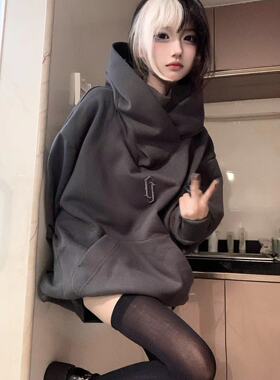 ZCNT国潮流行堆堆领连帽卫衣男女同款宽松oversize小众情侣上衣