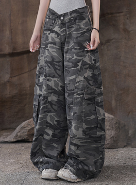 ZCNT逅来者美式复古多口袋工装迷彩长裤男女宽松阔腿裤