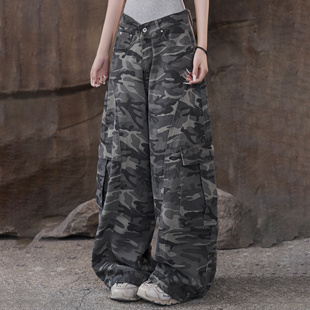 ZCNT逅来者美式复古多口袋工装迷彩长裤男女宽松阔腿裤