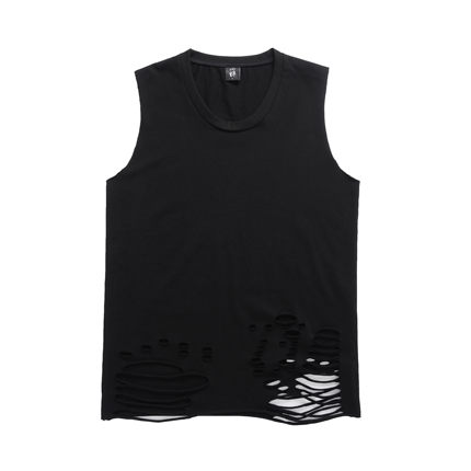 ZCNT逅来者欧美高街纯棉背心下摆割破纯色打底衫层次感男女上衣