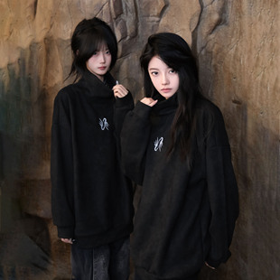 ZCNT原创麂皮绒重磅加厚卫衣秋冬季潮牌宽松上衣圆领复古长袖