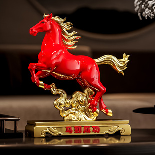 2026新款马年生肖马本命年吉祥物红色马新中式高级感摆件马到成功