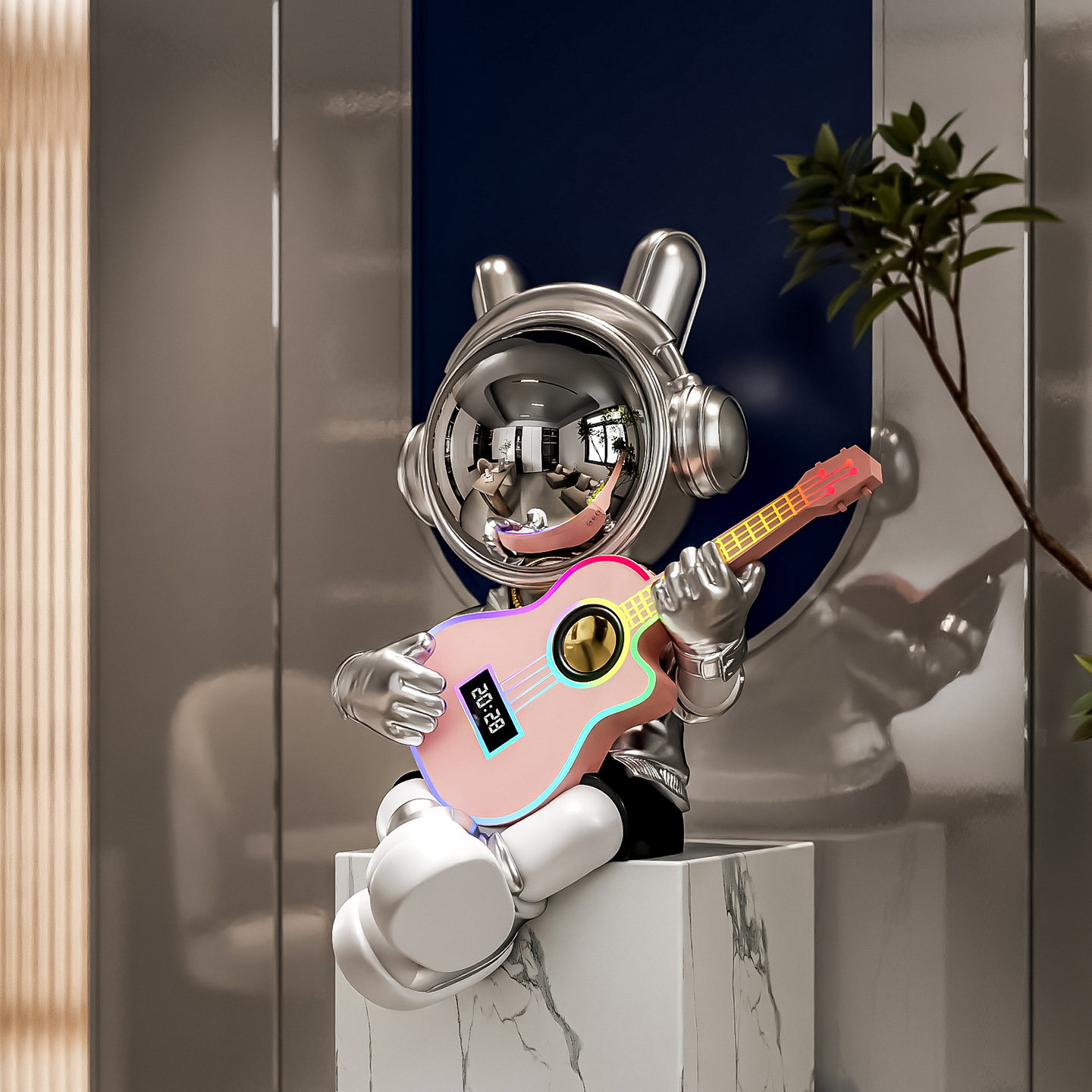 宇航员太空人坐姿摆件落地装饰品客厅电视柜装饰音乐吉他蓝牙音响