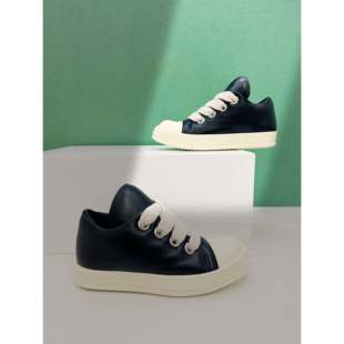 新款ro面包鞋rick联名侵权款男女厚底拼接高低帮小胖丁休闲运动鞋