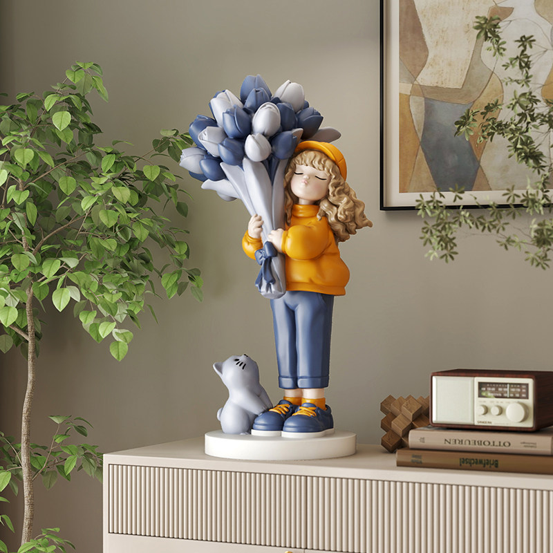 捧花女孩桌面摆件客厅电视柜酒柜玄关家居装饰品女生闺蜜生日礼物,家居饰品,装饰摆件,淘宝优惠券,粉丝福利购,淘宝优惠卷