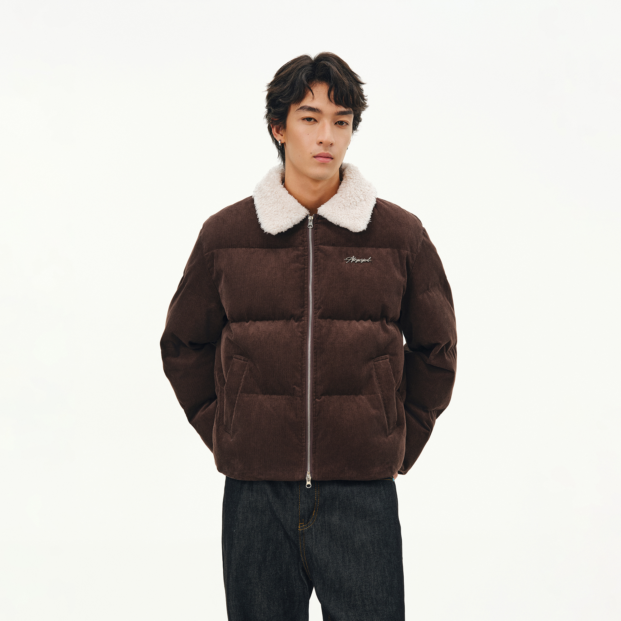 棉服外套冬季男羊羔毛翻领短棉袄