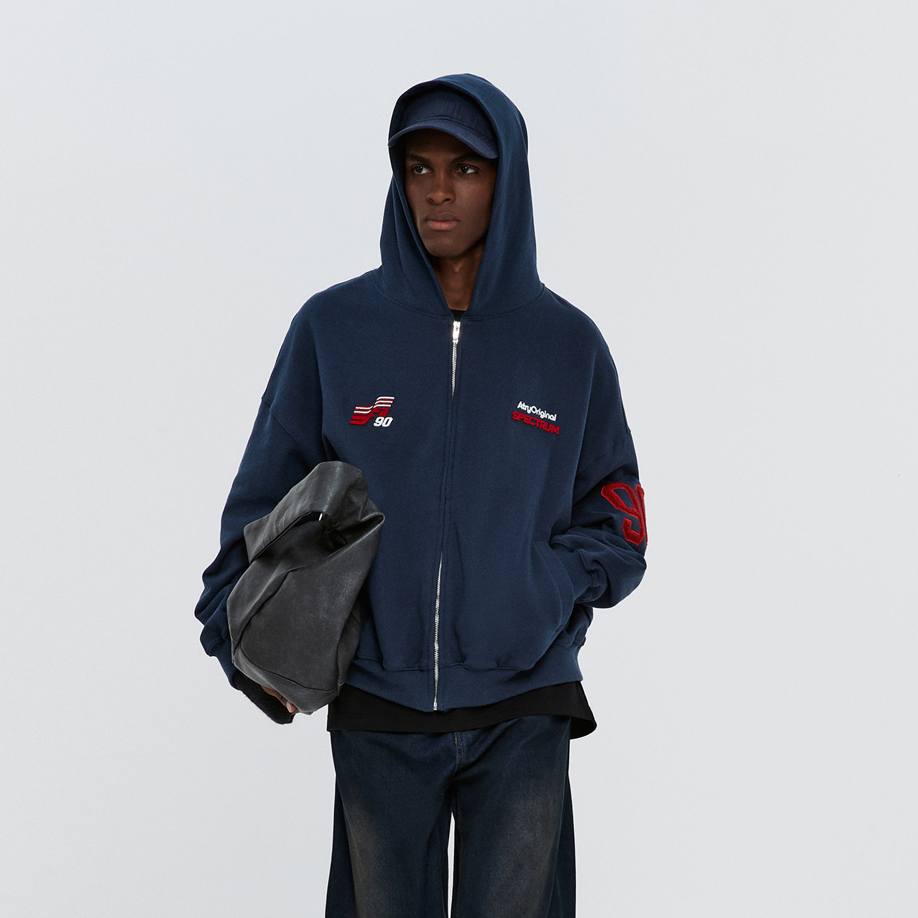 ATRY刺绣连帽卫衣男运动开衫外套