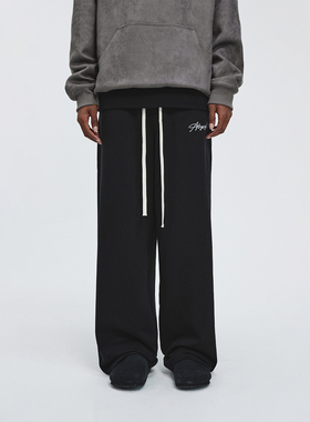 ATRY刺绣休闲阔腿裤男秋季潮牌美式复古直筒宽松运动卫裤情侣长裤