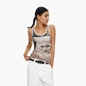 ATRY美式 显瘦薄内搭外穿辣妹吊带 复古猫猫印花背心女夏莱赛尔修身