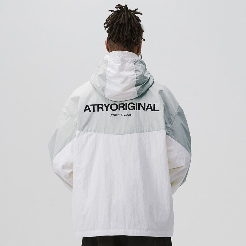 ATRY拼接连帽美式高街防晒服  国潮牌夏季简约透气薄款宽松外套男
