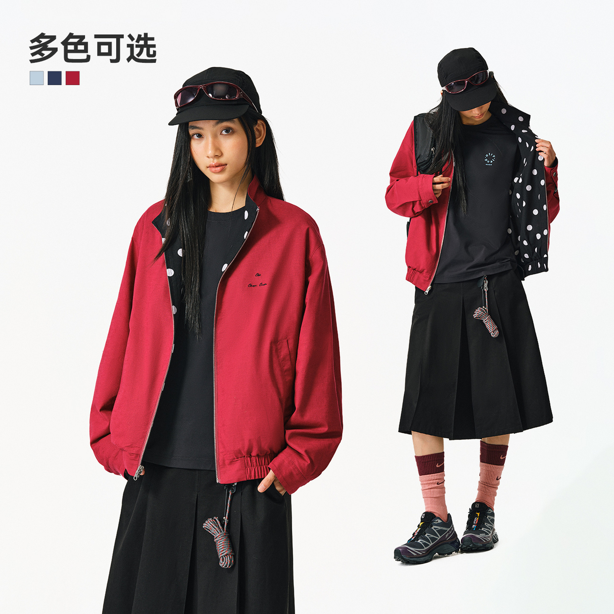 ATRY双面穿波点夹克男立领外套女