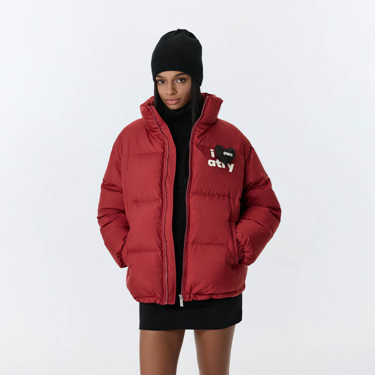 ATRY爱心贴贴羽绒服 秋冬季白鸭绒情侣装充绒魔术贴可更换面包服