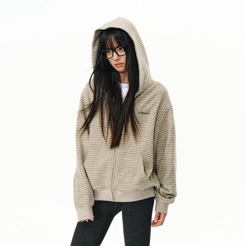 ATRY条纹连帽开衫卫衣外套男女