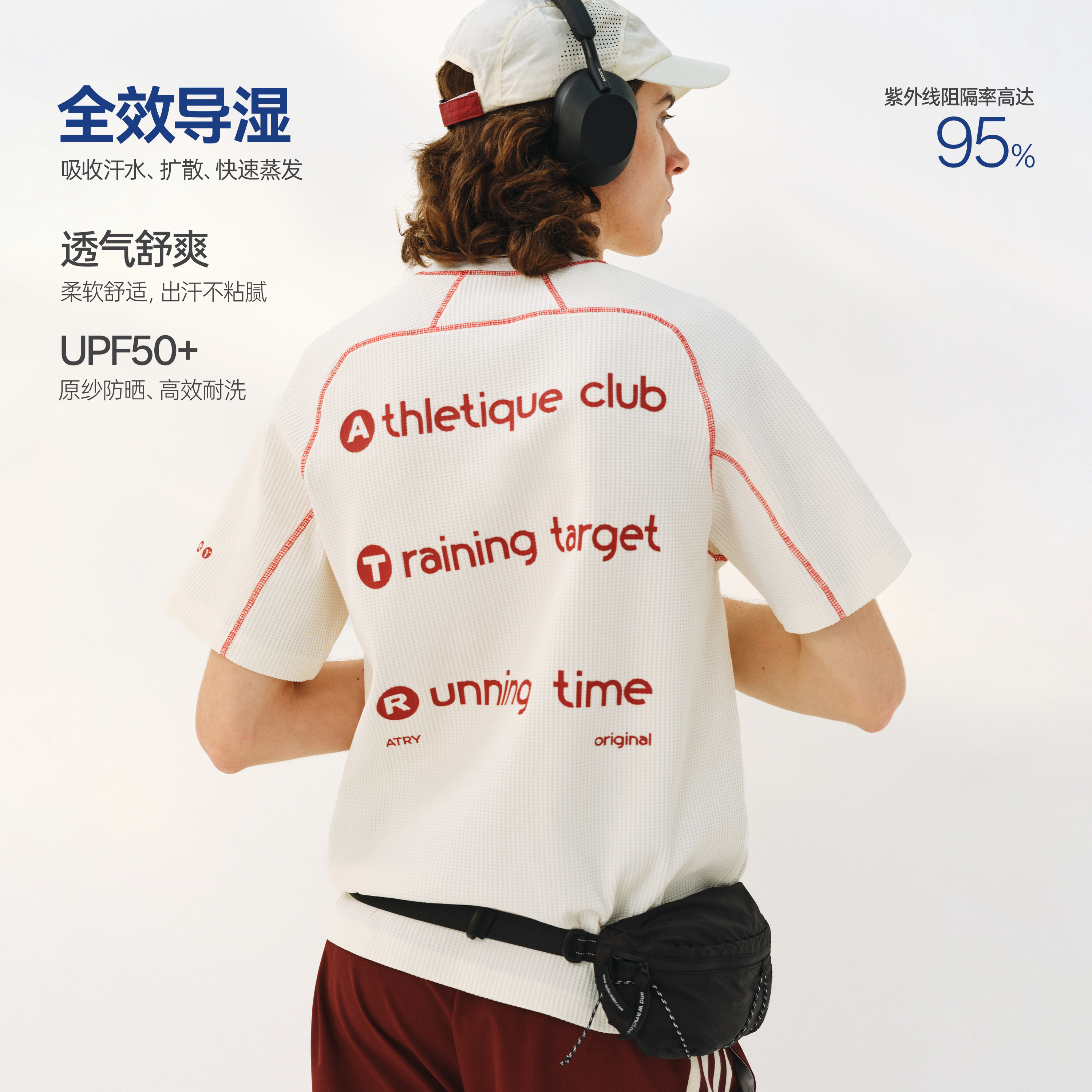 ATRY撞色华夫格速干防晒T恤男款图片