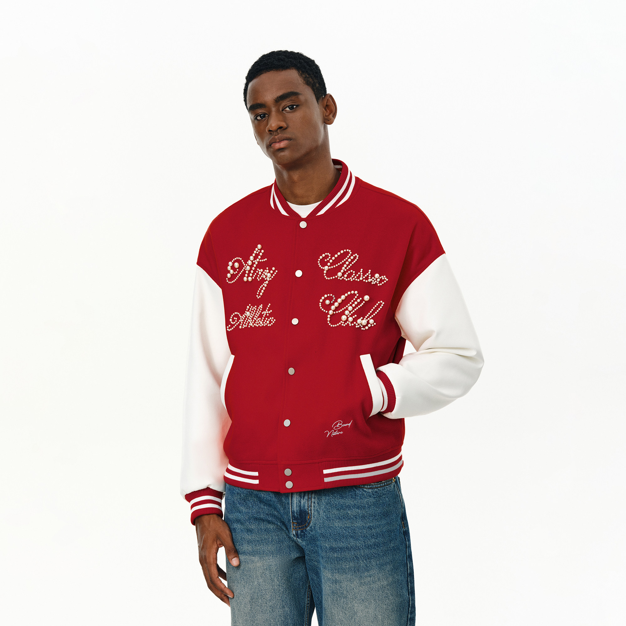 ATRY美式字母钉珠棒球服国潮牌痞帅休闲复古撞色情侣夹克外套男女