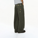 女秋2025新款 裤 美式 宽松绿色工装 男 复古弯刀裤 ATRY花卉刺绣休闲裤