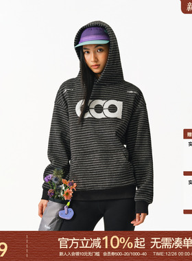 ATRY刺绣连帽卫衣男秋冬国潮牌厚款重磅羊毛保暖外套情侣条纹帽衫