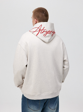 ATRY刺绣连帽卫衣男春秋新款国潮牌美式情侣装宽松套头帽衫上衣女