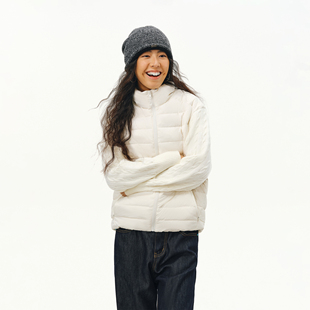 ATRY薄款 潮牌加厚保暖设计感拼接轻薄羽绒外套女 排骨羽绒服男冬季