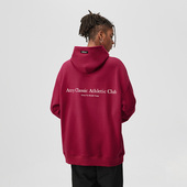 重磅复古宽松套头情侣帽衫 ATRY玫红色连帽卫衣男款 秋冬潮牌美式 女