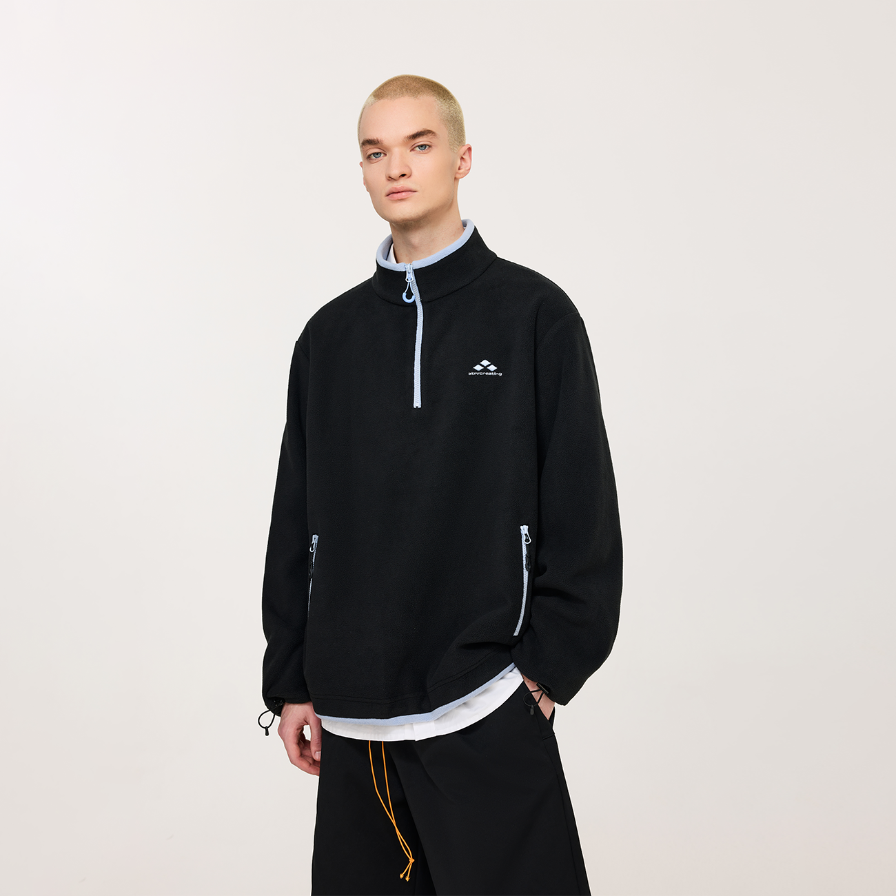 ATRY摇粒绒半拉链立领卫衣男保暖