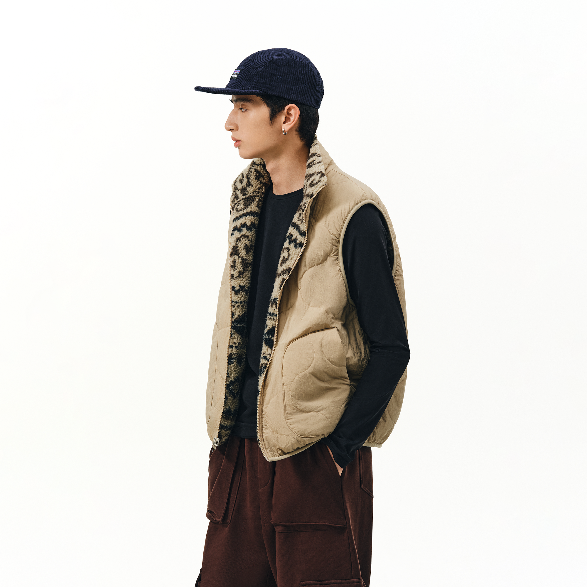 ATRY双面穿坎肩背心外套男秋潮牌美式复古设计感费尔岛葫芦纹马甲