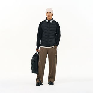 ATRY秋冬排骨外套立领美式国潮牌针织插肩拼接防风保暖轻薄羽绒服