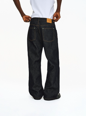 ATRY绿松石原色牛仔裤男潮牌美式宽松原牛高腰阔腿裤女直筒休闲裤