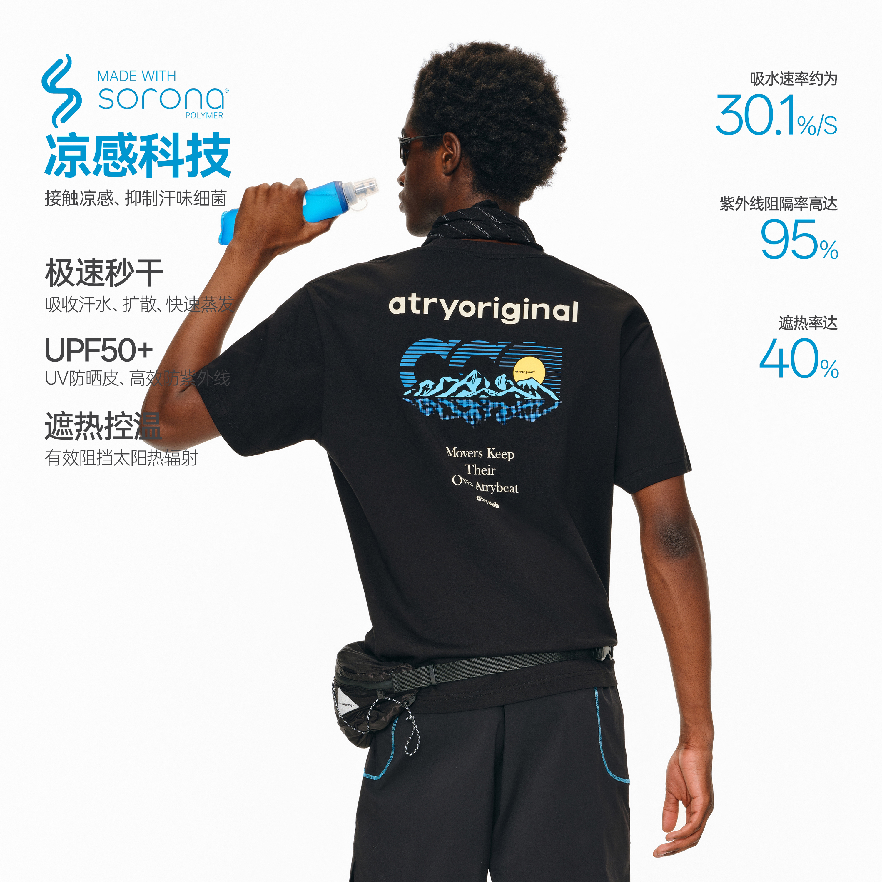 ATRY索罗娜凉感速干短袖T恤男款图片