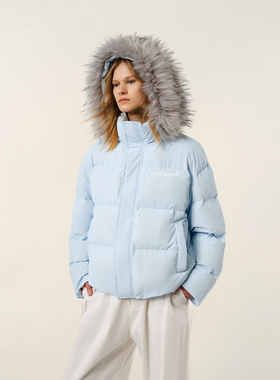 ATRY可拆卸毛领连帽羽绒服男款秋冬季新款保暖白鸭绒情侣装外套女